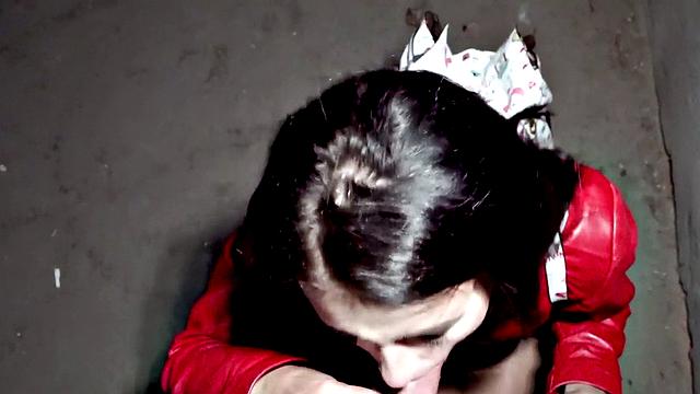 Public out casting sex in POV style with pantyhosed teen