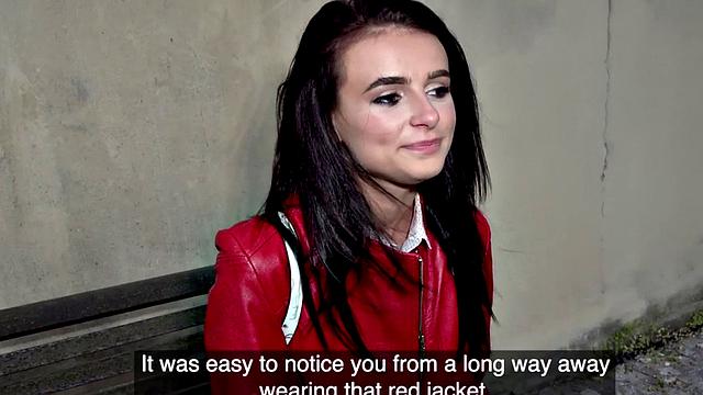 Public out casting sex in POV style with pantyhosed teen