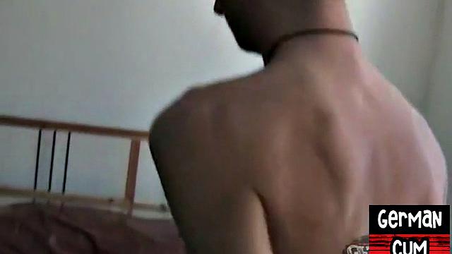 3some German amateur gay fucked after fisting at home