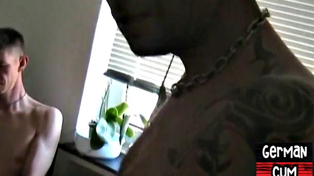 3some German amateur gay fucked after fisting at home