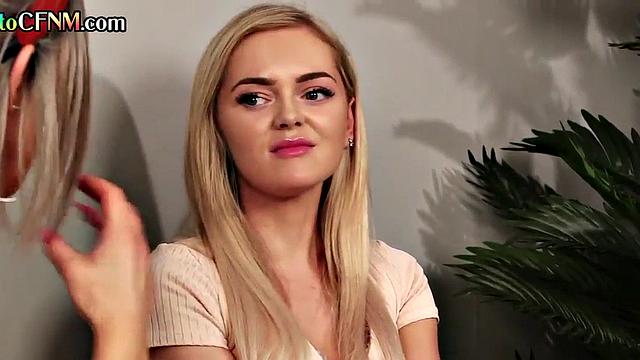 Classy British MILFS suck and jerk cock in voyeur group