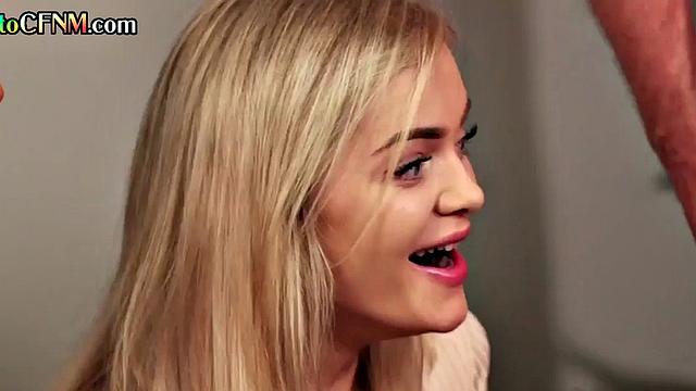 Classy British MILFS suck and jerk cock in voyeur group