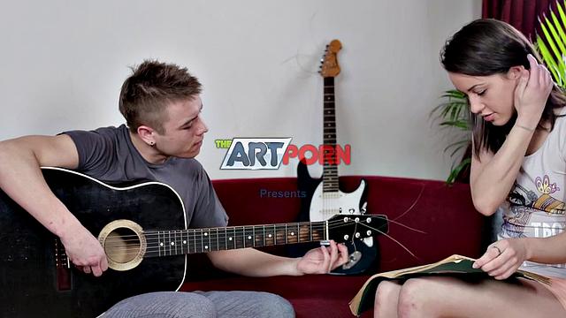 Nubile brunette gets her asshole boned in sex art video