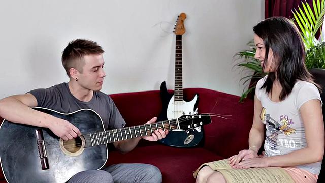 Nubile brunette gets her asshole boned in sex art video