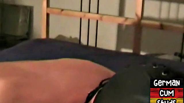 Masked German gay sucks while fucked in 4some