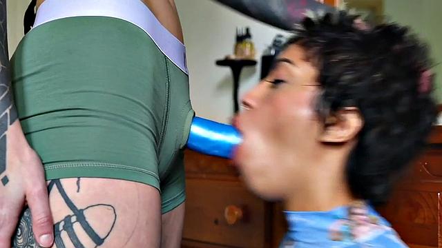 Amateur lez babes fuck each other with strapon