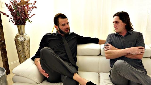 Kinky counselor barebacking while reaching around