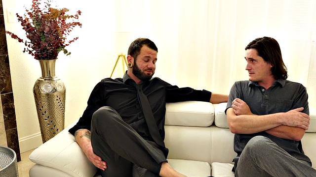 Kinky counselor barebacking while reaching around