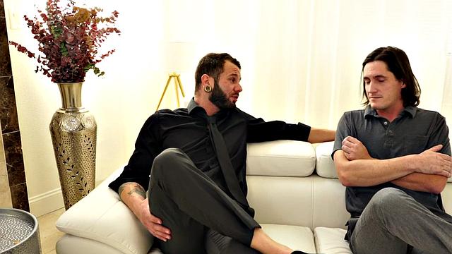 Kinky counselor barebacking while reaching around