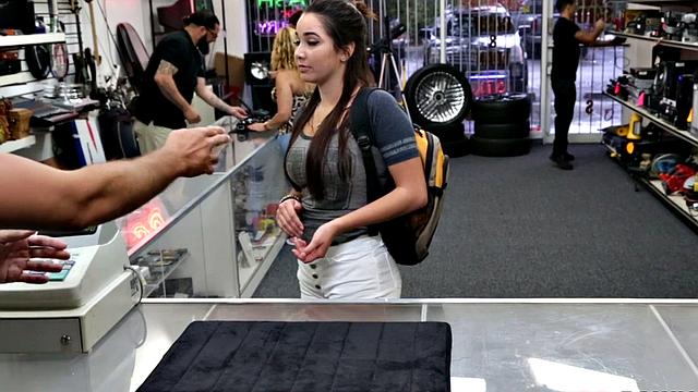 Watch this busty pawnshop amateur ride manager after work and get a hot facial