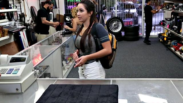 Watch this busty pawnshop amateur ride manager after work and get a hot facial