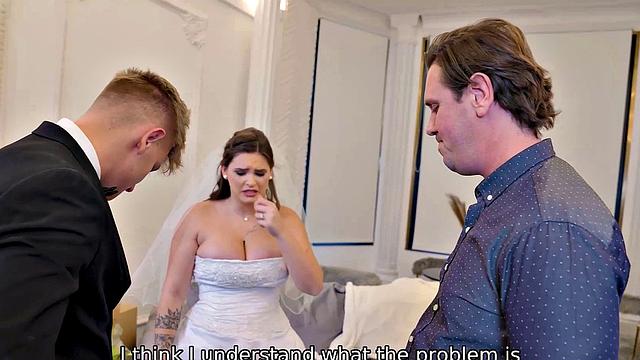 VIP4K. Bride spreads her legs in front of the wedding planner