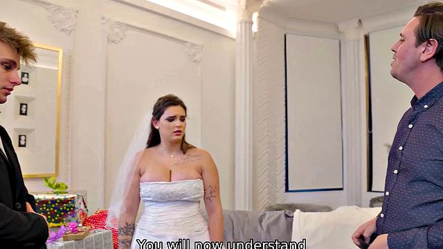 VIP4K. Bride spreads her legs in front of the wedding planner