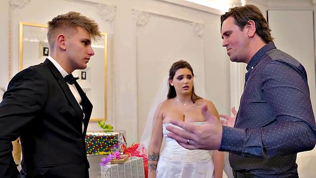 VIP4K. Bride spreads her legs in front of the wedding planner