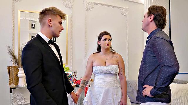 VIP4K. Bride spreads her legs in front of the wedding planner