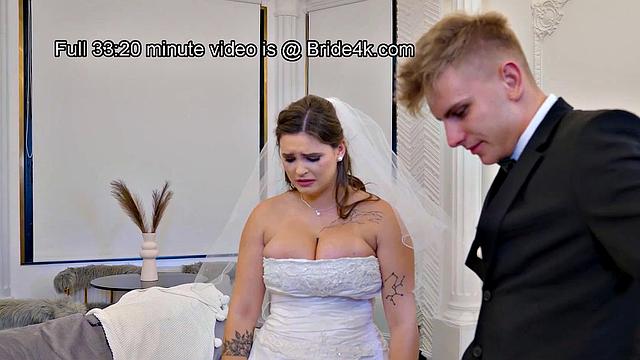 VIP4K. Bride spreads her legs in front of the wedding planner