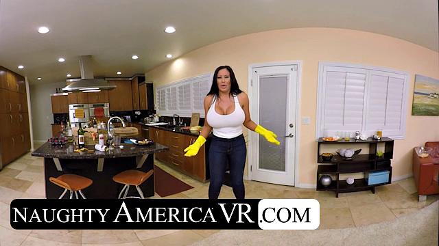 Stepmom Sybil Stallone hooks up with husband's kid when she catches him peeping on her