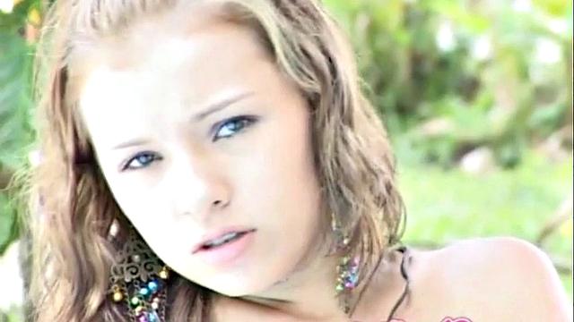 Selina 18 with natural tits Fingering at Pool