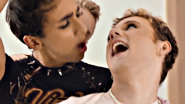 HETEROFLEXIBLE - Hung Femboy Foxy Alex Gets SANDWICHED By Hunk Mateo Tomas & Fem BFF Benny Fox