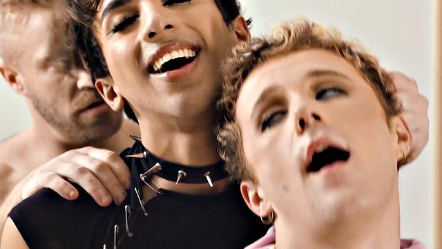 HETEROFLEXIBLE - Hung Femboy Foxy Alex Gets SANDWICHED By Hunk Mateo Tomas & Fem BFF Benny Fox