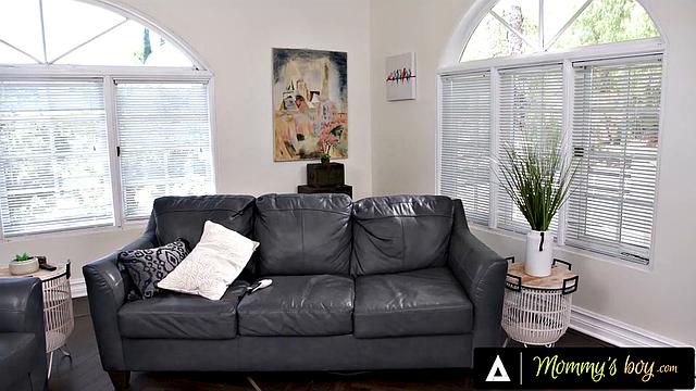 MOMMY'S BOY - Busty Kenzie Taylor Oils Up Her Tits & Titty Fucks Stepson-In-Law