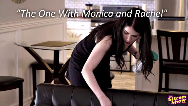 монiка и рэйчел по очереди скачут на жёстком члене джои на диване
