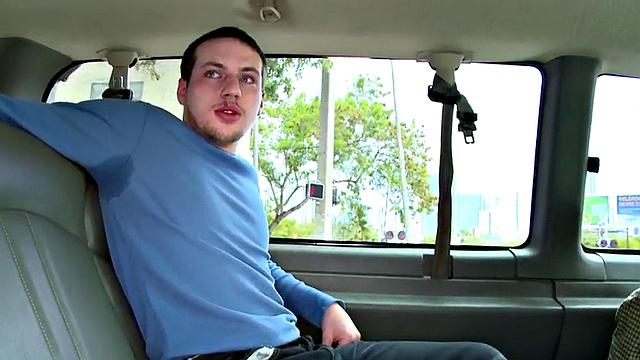 Tricked tattooed stud cums on gay chests in bus