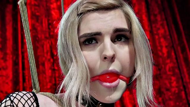 BDSM deepthroating TS anally fucked by master