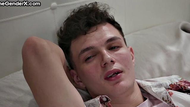 Cutie Tgirl riding her beau's cock