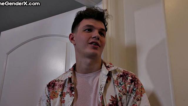 Cutie Tgirl riding her beau's cock