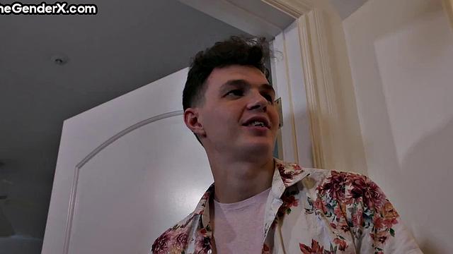 Cutie Tgirl riding her beau's cock