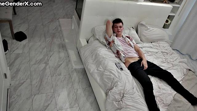 Cutie Tgirl riding her beau's cock