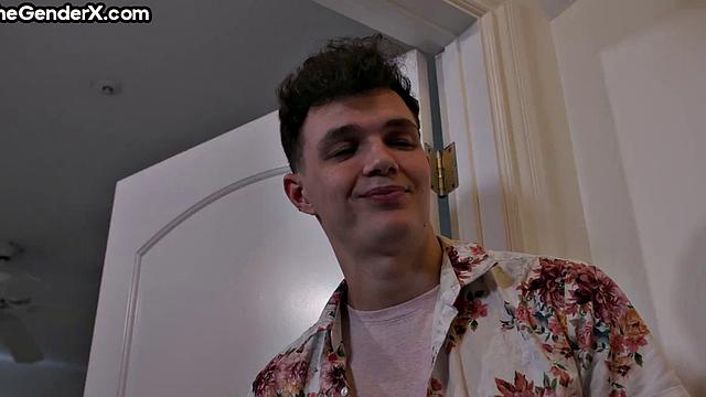 Cutie Tgirl riding her beau's cock