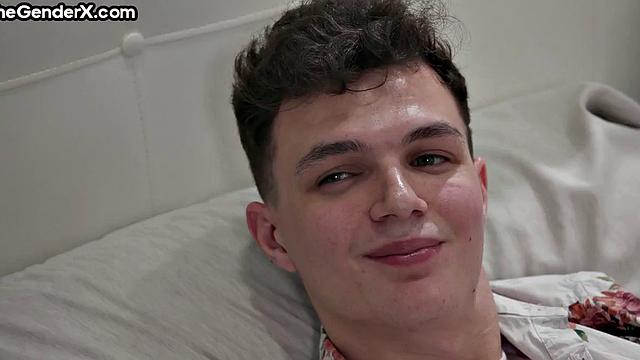 Cutie Tgirl riding her beau's cock