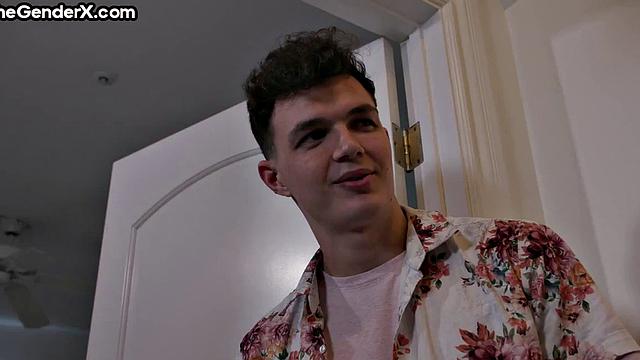 Cutie Tgirl riding her beau's cock