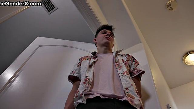 Cutie Tgirl riding her beau's cock