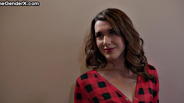 Cutie Tgirl riding her beau's cock