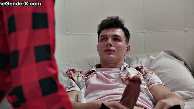 Cutie Tgirl riding her beau's cock