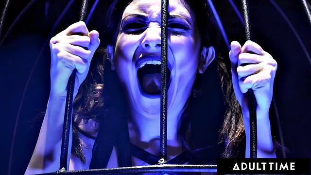 ADULT TIME - Caged Obedient Petite Jane Wilde Gets Throat Fucked & ANAL By Hung Master