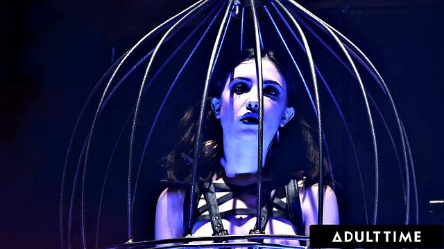 ADULT TIME - Caged Obedient Petite Jane Wilde Gets Throat Fucked & ANAL By Hung Master