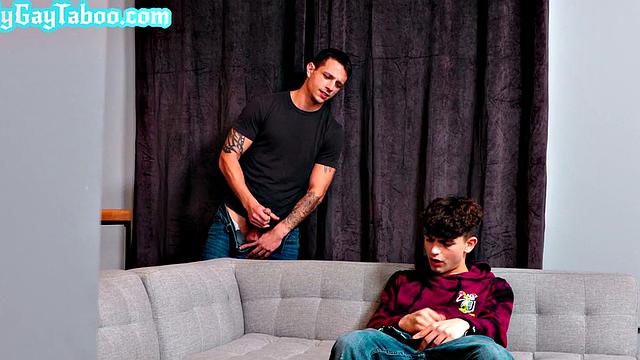 Gay stepbro fucks stepbrother's 21yo asshole at home