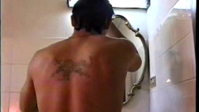 Asian twunk enjoys stroking his shaft in the bathroom