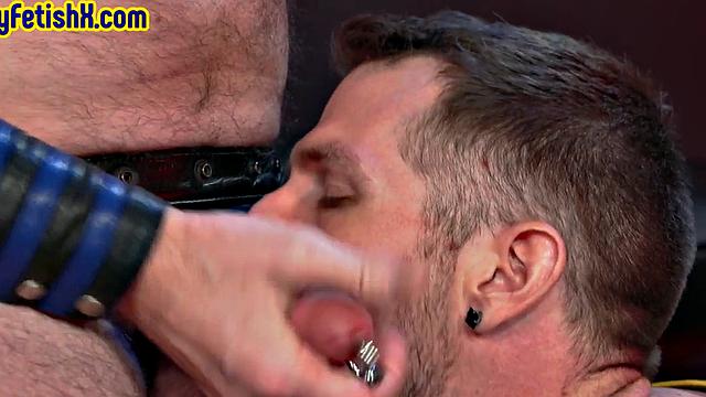 Leather jock gets analfisting by BF after sucking