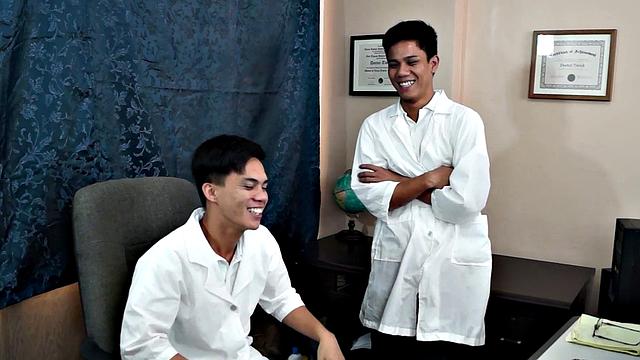 Slim Asian doctor seduced into giving blowjob and breeding