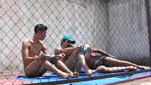 Mauro, Miguel and Cristopher are stripped down to their underwear and soaking up sun, a situation that can only lead to more. So, it's no surprise that one goes down on another and soon all three Latin twinks are sucking each other.