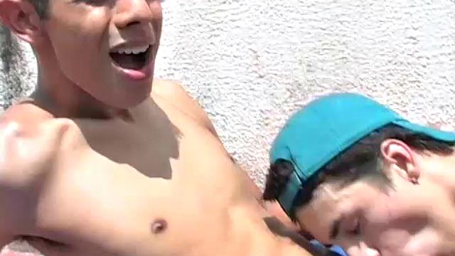 Mauro, Miguel and Cristopher are stripped down to their underwear and soaking up sun, a situation that can only lead to more. So, it's no surprise that one goes down on another and soon all three Latin twinks are sucking each other.