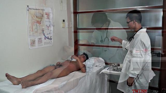 Asian doc bouncing on his patient