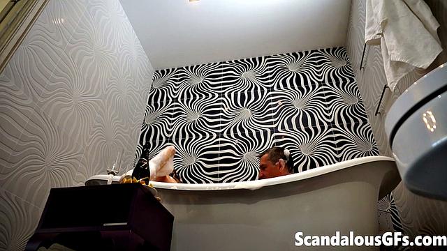 StepDad fucking stepsister in the family bathtub