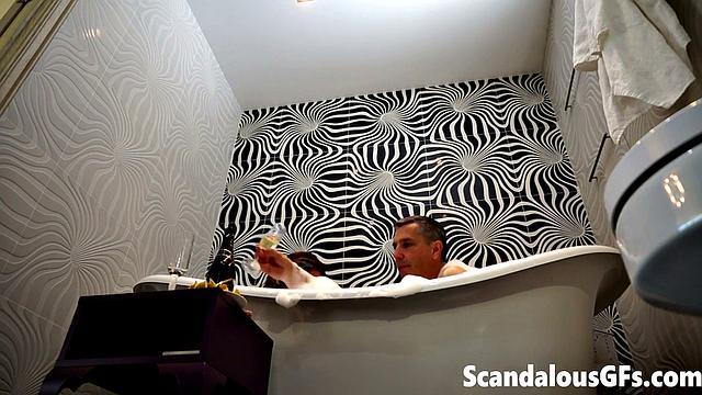 StepDad fucking stepsister in the family bathtub