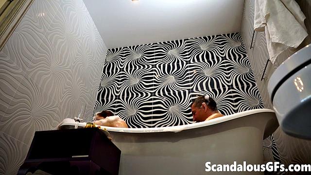 StepDad fucking stepsister in the family bathtub